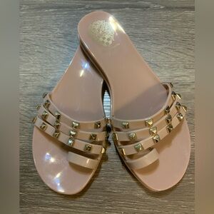 Vince Camuto Elishenta Blush Pink Slide Sandals with Gold Studs Sz. 6M
